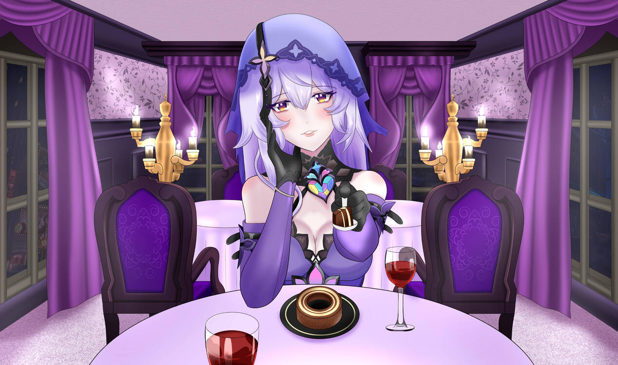 A drawing of Black Swan from a mobile game Honkai Star Rails